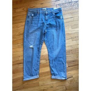 Loft jeans light wash straight leg. Size 34. X 30. Holes 5 pocket. The girlfrien